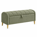 Ławka ze schowkiem 120 x 45 x 55 cm zielona z tkaniny bouclé w stylu nowoczesnym