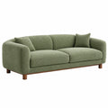 Sofa trzyosobowa 220 x 95 x 80 cm z tkaniny zielona - zaokrąglona forma do salonu