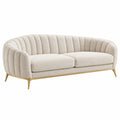 Sofa dwuosobowa 180 x 85 x 78 cm z tkaniny bouclé kremowa ze złotymi metalowymi nogami
