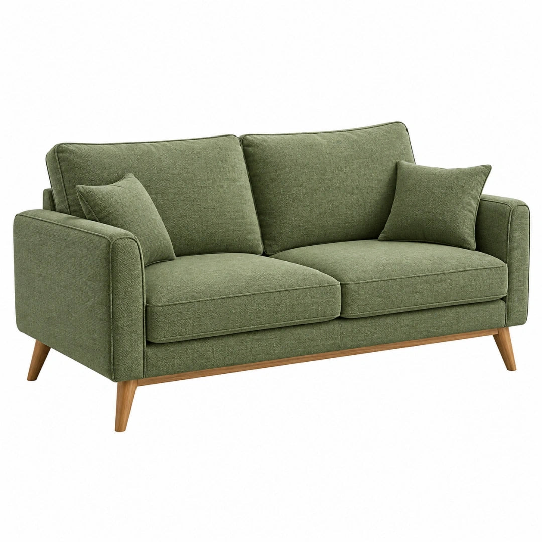 Kanapa 2-osobowa 180 x 85 x 85 cm z tkaniny zielona w stylu skandynawskim